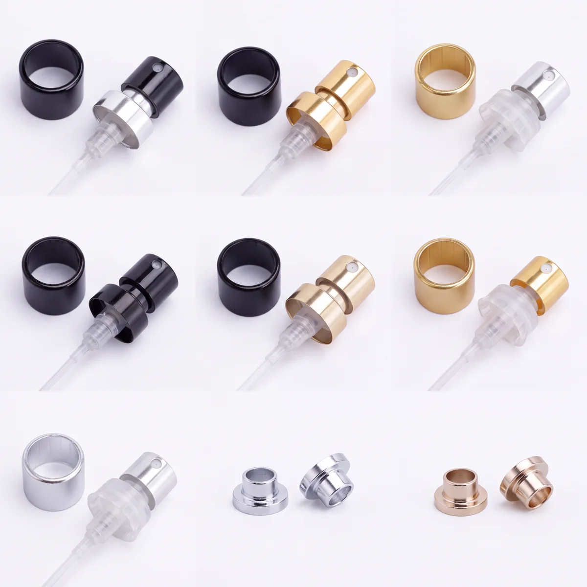 OULORPACK perfume sprayers and collars in black, gold, silver and rose-gold directions