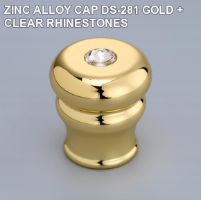 ZINC ALLOY CAP DS-281 GOLD + CLEAR RHINESTONES perfume bottle cap reference