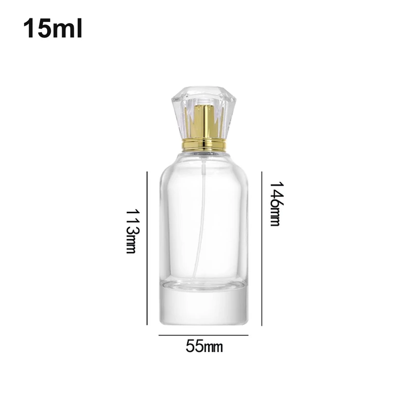15ml Tall Pedestal Diamond-Cap Perfume Bottle