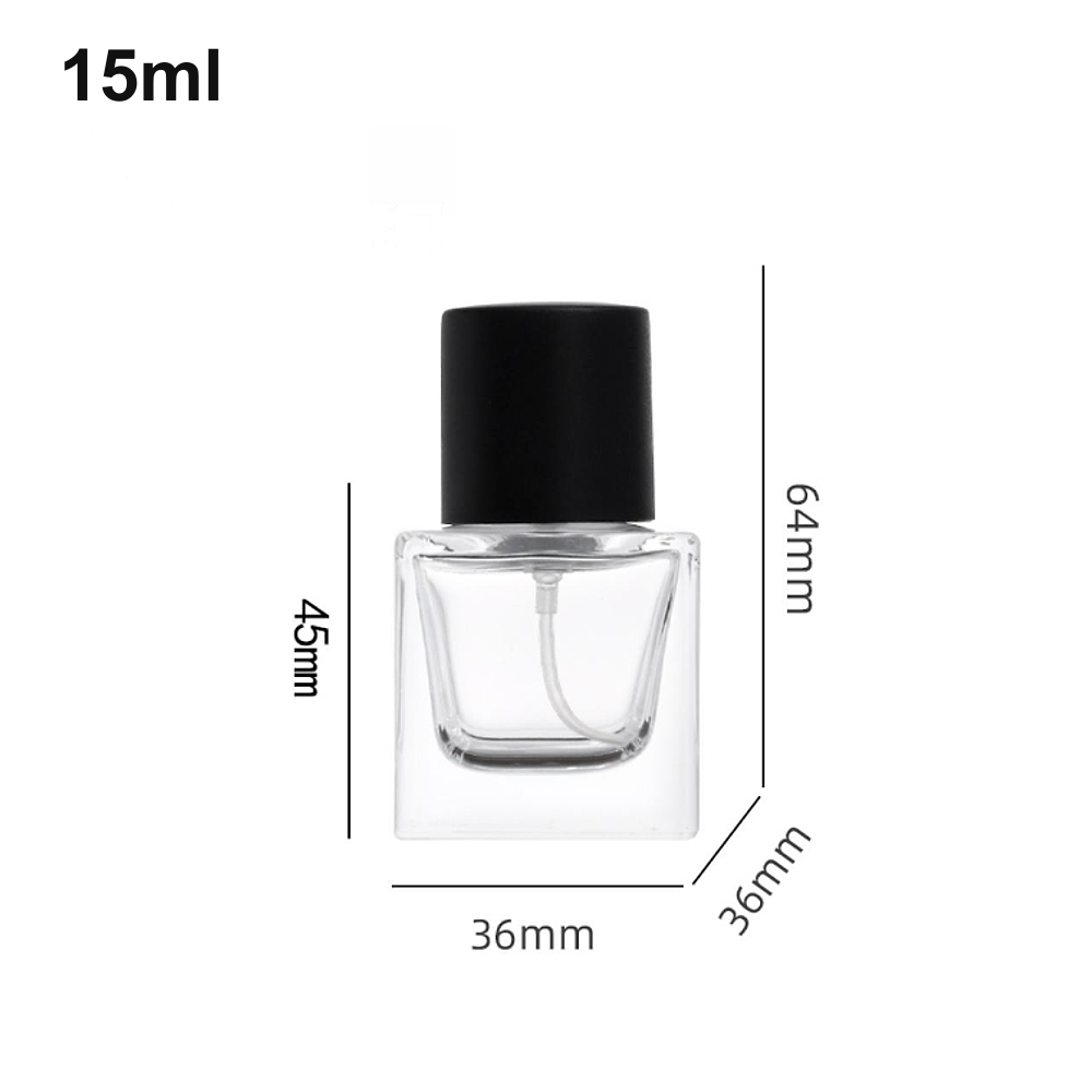 15ml Compact Square Black-Cap Perfume Bottle