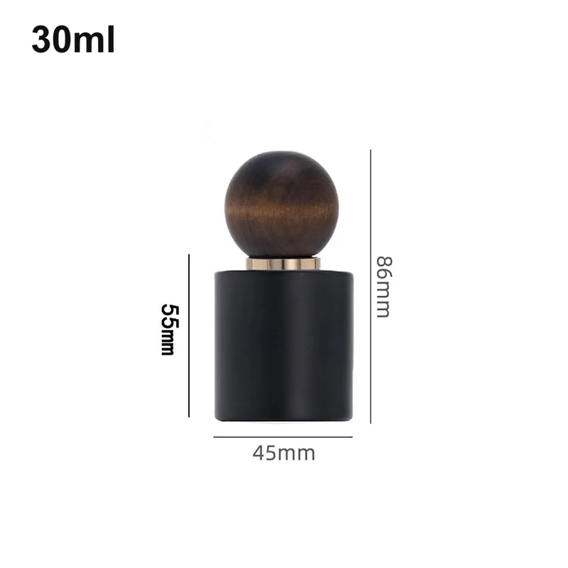 30ml Matte Black Wood Ball-Cap Perfume Bottle