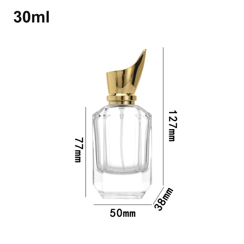 30ml Faceted Asymmetric Gold-Cap Perfume Bottle