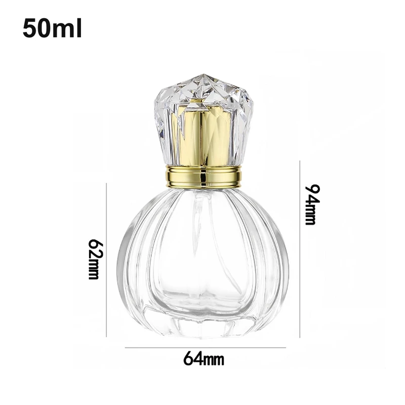 50ml Round Fluted Crystal-Cap Perfume Bottle