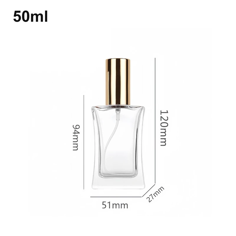 50ml Waisted Rectangular Gold-Cap Perfume Bottle