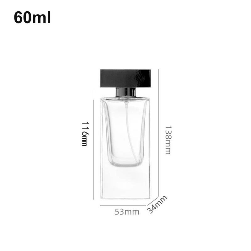 60ml Rectangular Black-Cap Perfume Bottle