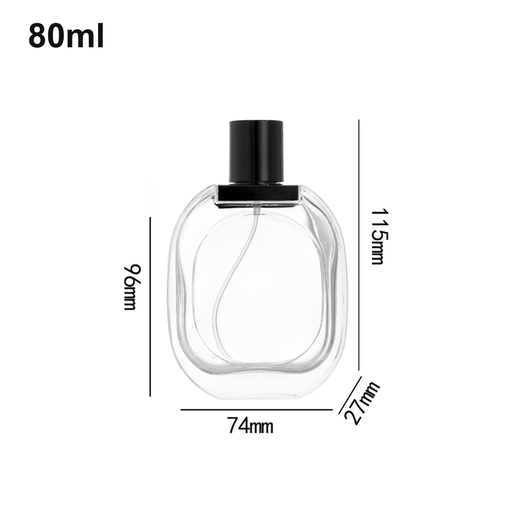 80ml Rounded Oval Black-Cap Perfume Bottle