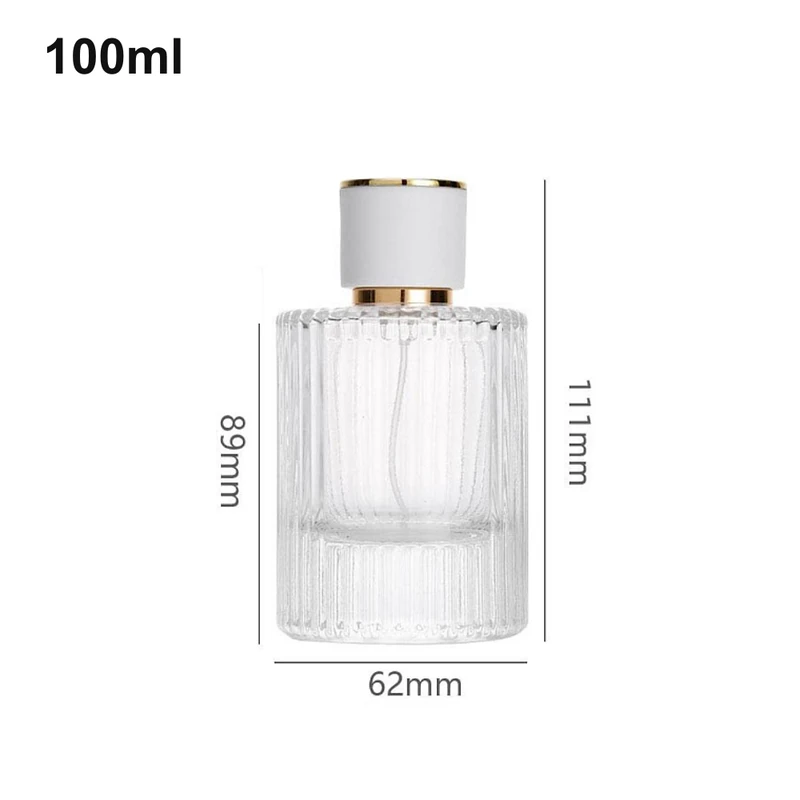 100ml Ribbed Cylinder White-Cap Perfume Bottle