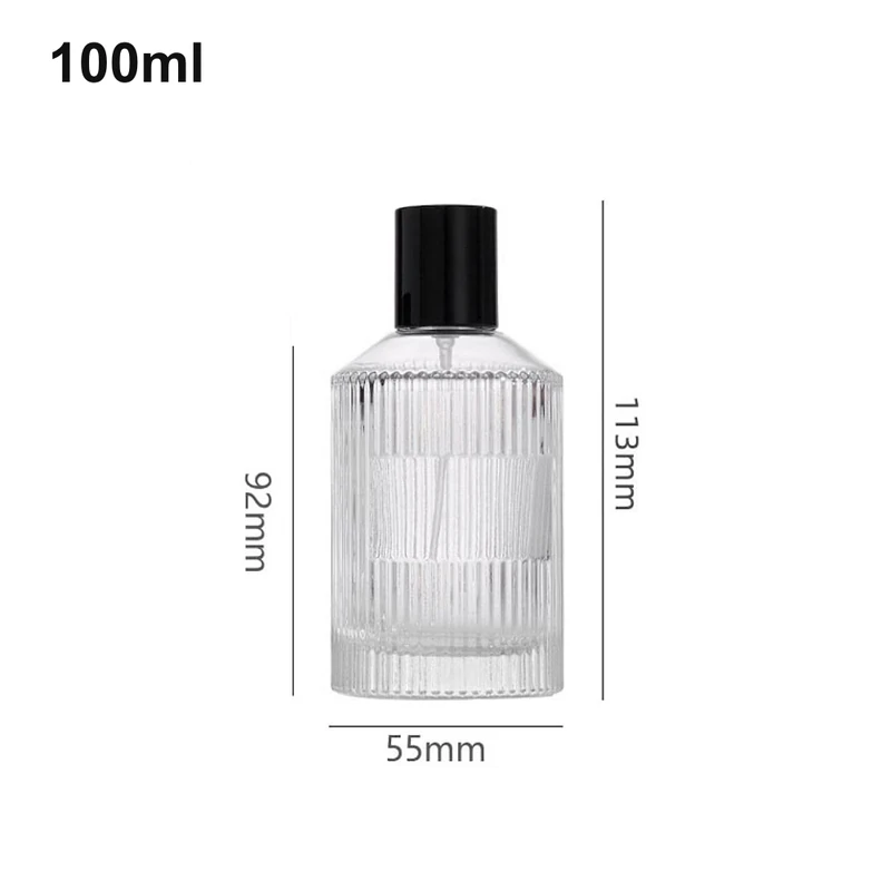 100ml Ribbed Cylinder Black-Cap Perfume Bottle