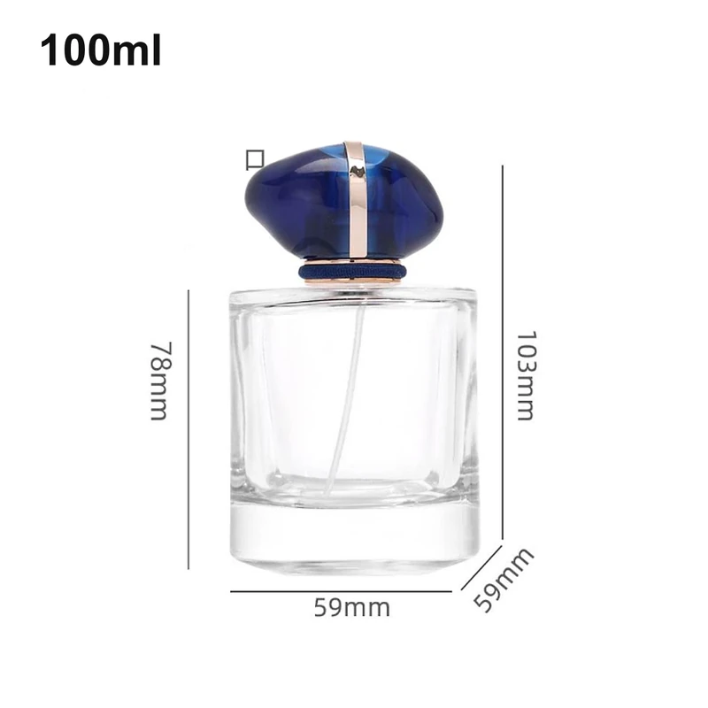 100ml Blue Gem-Cap Square Perfume Bottle