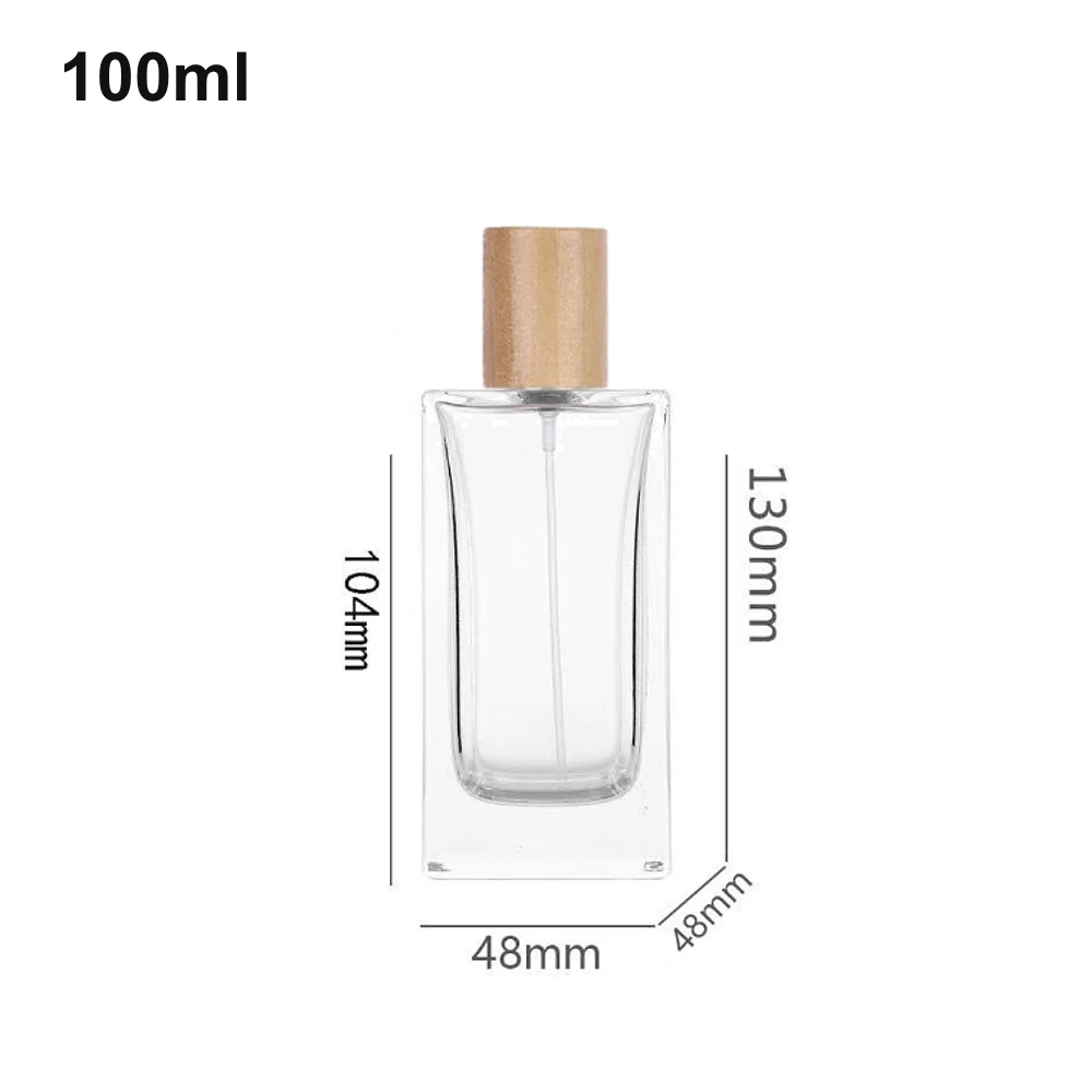 100ml Square Wood-Cap Perfume Bottle
