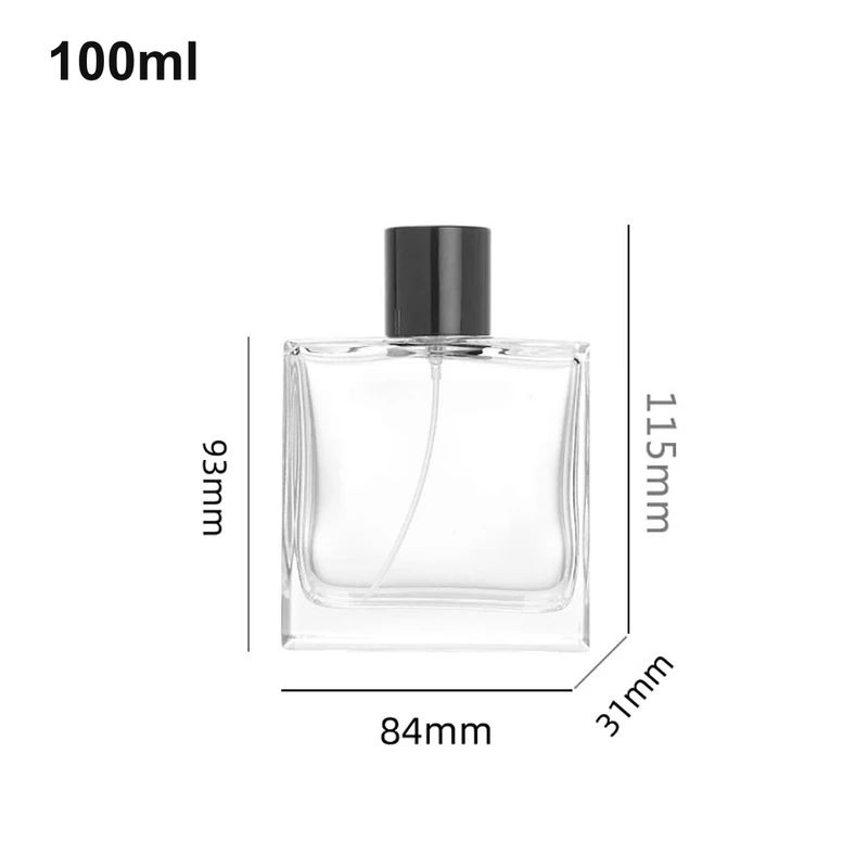 100ml Wide Rectangular Black-Cap Perfume Bottle