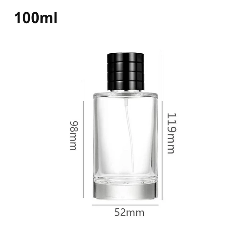 100ml Rounded Cylinder Ribbed Black-Cap Perfume Bottle