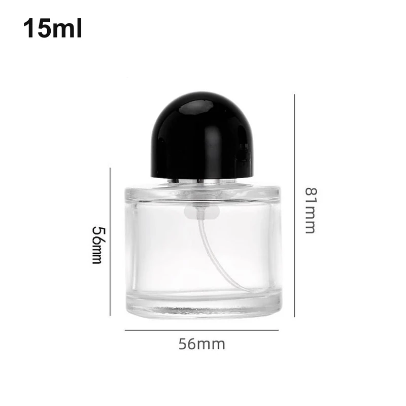 15ml Wide Round Black Dome-Cap Perfume Bottle