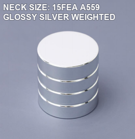 A559 15FEA glossy silver weighted perfume bottle cap