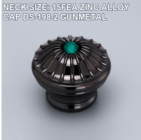 OULORPACK 15FEA DS-198-2 gunmetal zinc alloy perfume bottle cap with green center accent